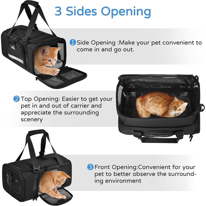 Транспортна переноска для котів та собак, що розкладається, для подорожей літаком, сірого кольору (L 45см x B 28см x H 21см)