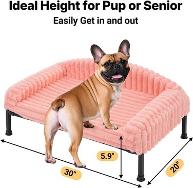 Ліжко для собак Veehoo - зручне диванчик для маленьких собак з ортопедичним матрацом, знімним подушкам та антиковзними ніжками, 60x45x10 см, Елефантовий білий/Рожевий, 75x50x10 см