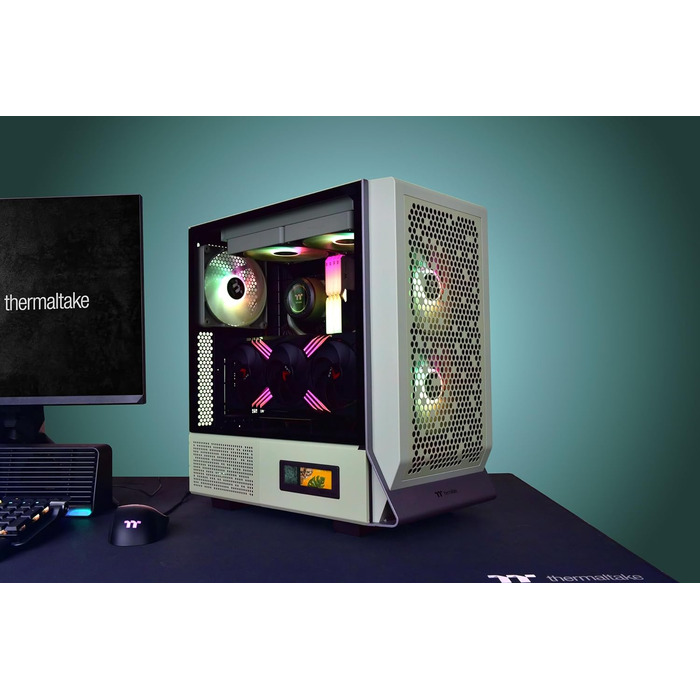 Корпус Thermaltake Ceres 300 TG ARGB Snow Mid-Tower ATX/E-ATX, 3x140мм вентилятори, загартоване скло, підтримка 360мм радіатора, Matcha Green