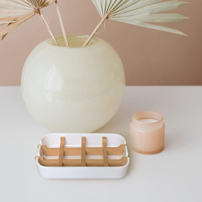 Сучасний тримач для мила та мильниця з бамбукової фібри, чорний, 13x7,6x2,5 см, для кухні, ванної кімнати та барної мийки