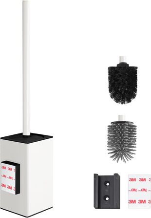 Настінна щітка для туалету DAZI з кріпленням без свердління, з нержавіючої сталі, сучасний дизайн, знімний внутрішній стаканчик для легкого догляду та очищення (золота щітка) (білий)