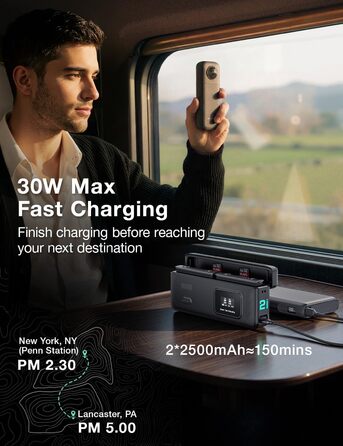 Зарядний пристрій llano AC2 30W Hub для Insta360 X5 з двома акумуляторами 2500mAh, 3 слоти PD, LED-індикація