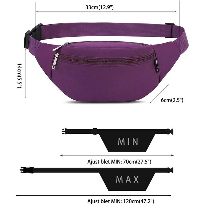 Гірчиця для жінок та чоловіків на пояс, сумочка на стегно, Doggy Bag, сумка для активного відпочинку, спортивна сумка для телефону, сумка через плече, кемпінг, фітнес, велосипед, гаманець, мішечок (фіолетовий)