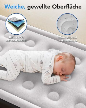 Надувний матрац односпальний з електричним насосом (Чорний, Twin)