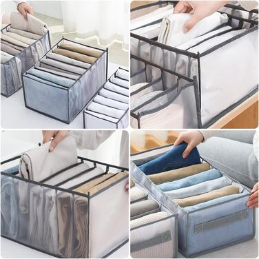 Joycabin 5-Piece Closet Clothes Organizer, Mesh Clothing Storage Box for Jeans, Pants, T-Shirts, Shirts, Storage Boxes Drawer Boxes, Clothes Storage Box