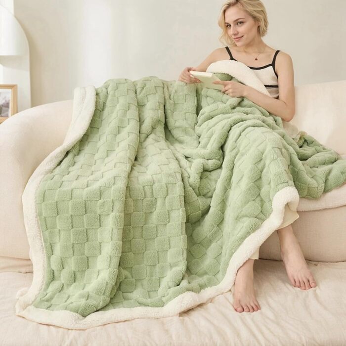 Плед Gracelife Sherpa з м'якого флісу, великий, теплий, 150 x 200 см (80'*90', світло-сірий)