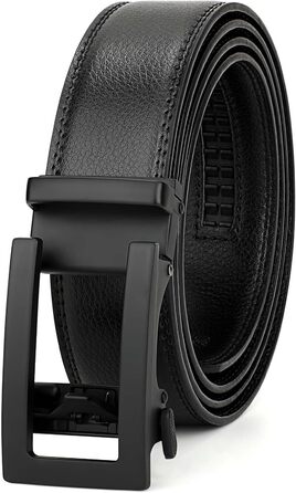 Чоловічий шкіряний ремінь JasGood з автоматичною застібкою, ширина 35 мм, чорний, 130 см (для талії 101-115 см)