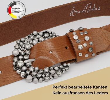 Жіночий шкіряний ремінь AnnaMatoni з розкішною пряжкою, ширина 4 см, коричневий, Made in Germany (105 см)