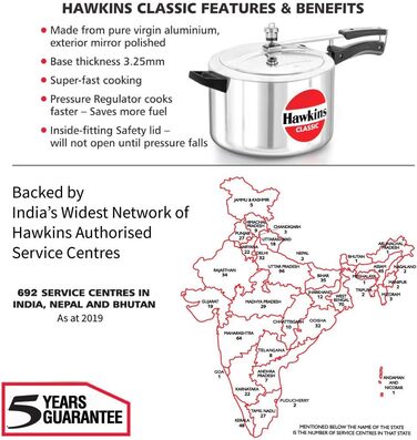 Швидковарка Hawkins Classic CL8W з алюмінію, 8 л, срібна