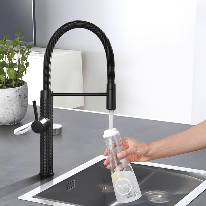 Чорний кухонний змішувач TIMACO висувний, 360° поворотний, для кухонної мийки | Змішувач для кухні