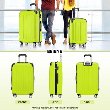 Чемодан Beibye Zwillingsrollen Hardcase XL 66см, зелений - міцний корпус, 14 кольорів