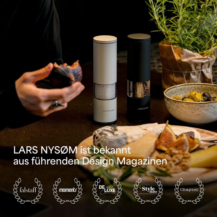 Набір мельниць для солі та перцю LARS NYSØM з регульованим керамічним жорном | Мельниці з нержавіючої сталі | Дизайн, 2 шт. (Коричневий/Бежевий)