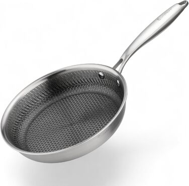 Пан з антипригарним покриттям EliteHoff 28 см, нержавіюча сталь, індукційний, для всіх плит, PFOA-free, для духовки та посудомийної машини, сріблястий (E-7547)