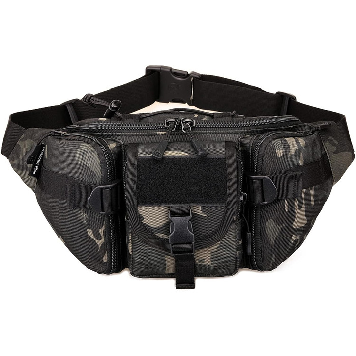 Тактична чоловіча поясна сумка Molle, водонепроникна, унісекс, чорно-камуфляжна