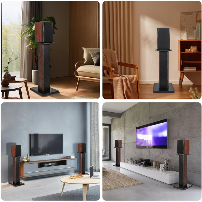 Стійки для акустичних систем Hi-Fi з дерева, 70 см, з можливістю засипки піском, комплект 2 шт. — універсальні підставки для полочних колонок та домашнього кінотеатру