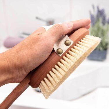 SIDCO Back Brush Pearwood Massage Brush Wood with Removable Handle Natural