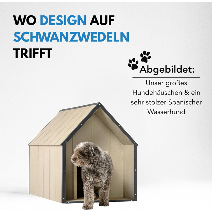 Будка для собак Outdoor маленьких порід – дерев'яна будка для собак, водостійкий дах 76 x 99 x H80 см, розмір S, Timbela M401-1 розмір M, 76x99xH80cm, натуральне дерево (розмір L, 80x118xH94cm, LP SmartSide дерев'яні панелі)