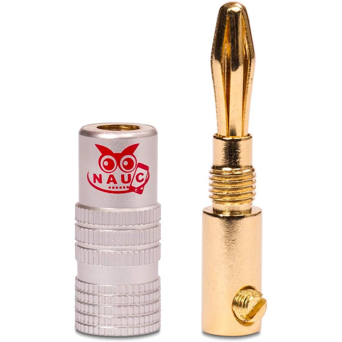 Бананові роз'єми NAUC High End 28x (14 пар) 24K позолочені, для кабелю до 6 мм², чорні та червоні, з'ємні/припаювані