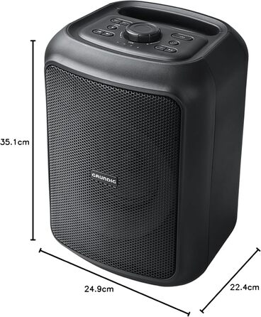 Портативна Bluetooth колонка Grundig GBT Black з басами, 20 Вт RMS, Powerbank, водонепроникна, до 20 метрів, 20 годин роботи, PartyHit 90 Вт