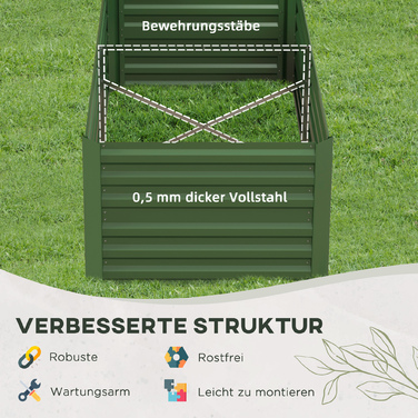 Outsunny Steel Raised Garden Bed, Planting Bed Cold Frame Garden Bed Flower Box Stackable, Planting Box Planter 180x90x60cm for Garden Balcony Terrace, Vegetable Bed for Flowers, Plants, and Fruit | Aosom