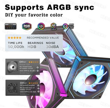 Корпус ПК KEDIERS P4 ARGB: Mid Tower з 7 вентиляторами 120мм PWM ARGB та скляною панеллю