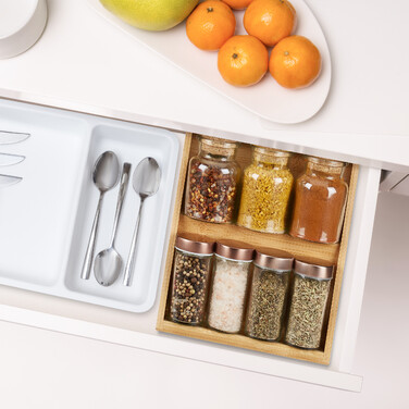 Relaxdays 2-Piece Bamboo Spice Rack for Drawer