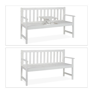 Relaxdays White Garden Bench with Table
