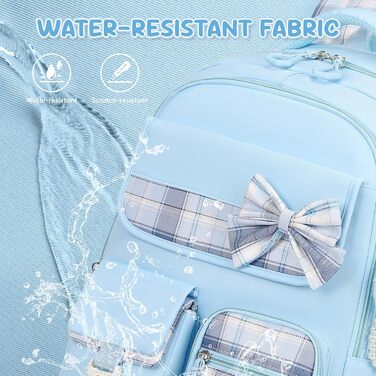 Набір шкільних речей для дівчаток: рюкзак, ланч-бокс, пенал. 3-й клас, 4-5 клас. Блакитний колір