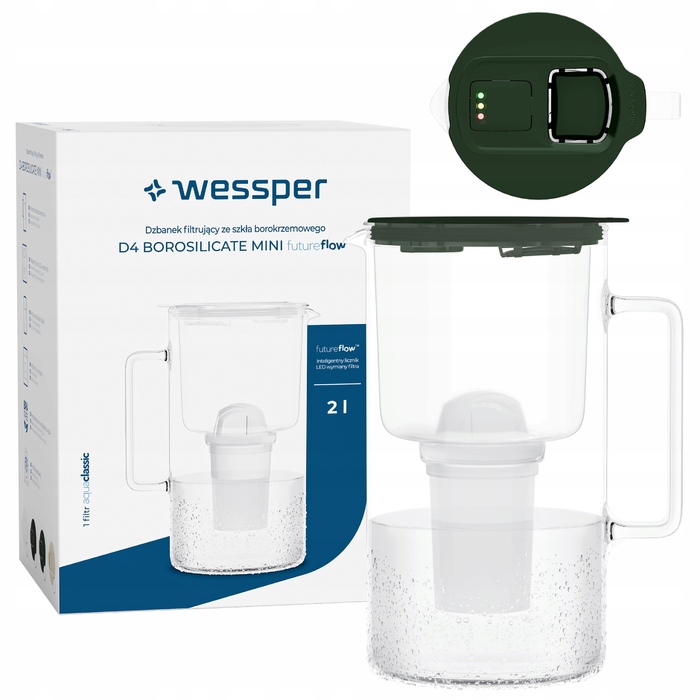 Скляний фільтр-кувшин Wessper D4 Borosilicate Mini FF GE з фільтром