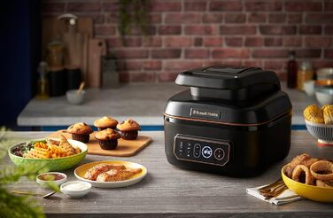 Аерофритюрниця Russell Hobbs SatisFry XL 5,5 л, мультифункціональна, Rapid Air, електрична, гриль, мультикухар, антипригарна, підходить для посудомийної машини, верхнє та нижнє нагрівання, повільне приготування, випічка, модель 26520-56