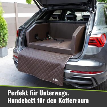 CopcoPet Автомобільне ліжко для собак у багажник, 110x90x38 см, штучна шкіра, захист багажника, водовідштовхувальне, стійке до подряпин, з захисним покривалом, для подорожей (Коричневе)