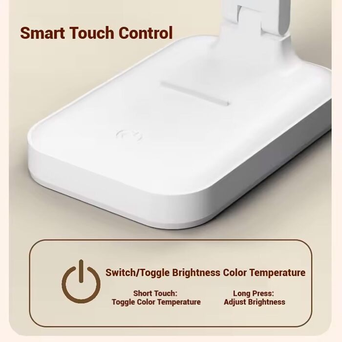 LED лампа настільна з регулюванням яскравості та 3 кольоровими температурами, LCD-дисплеєм. Захист очей, без мерехтіння, для офісу, спальні та дитячої кімнати.