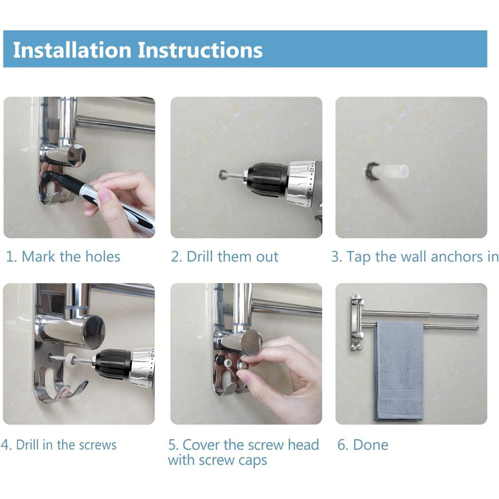Кріплення для рушників JSVER поворотне на 180°, з нержавіючої сталі 304, 3 висувні ручки до 50 см, для кухні, ванної кімнати, гардеробу (срібло)