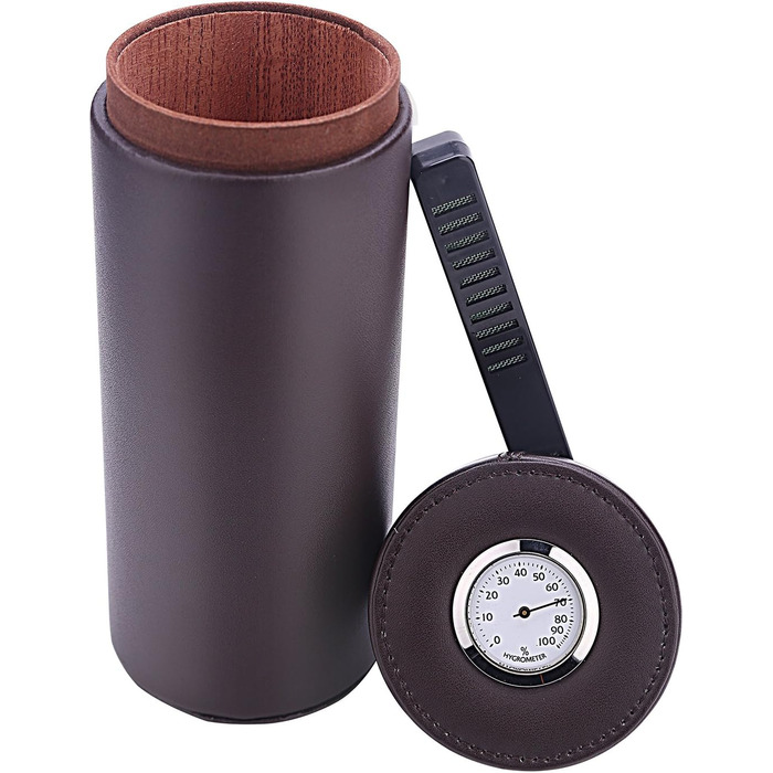 Вишуканий шкіряний тютюнотримач для сигар з кедрової деревини та зволожувачем (колір: коричневий)
