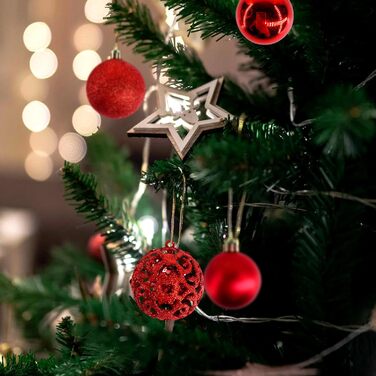 Новорічні кулі 50 шт. 3/4/6 см, блискучі кулі для прикраси ялинки, пластикові, червоні