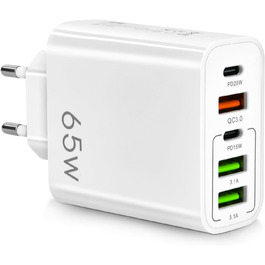 Мережевий адаптер AXFEE 65W 5 портів USB C з USB-A, швидка зарядка PD 3.0 для iPhone 14 Pro Max 13