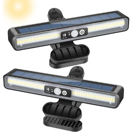 LEKIA Solar Lights for Outdoors, 2 Pack Clip-on Solar Light Garden with Motion Sensor, 2 Mounting Options 3 Modes Wall Light with 36 LEDs (6000k white)