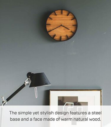 Yamazaki 4108 RIN Wall Clock, Black, Steel/Plywood, Minimalist Design, 26.5 x 4.2 x 26.5 cm (LxBxH)