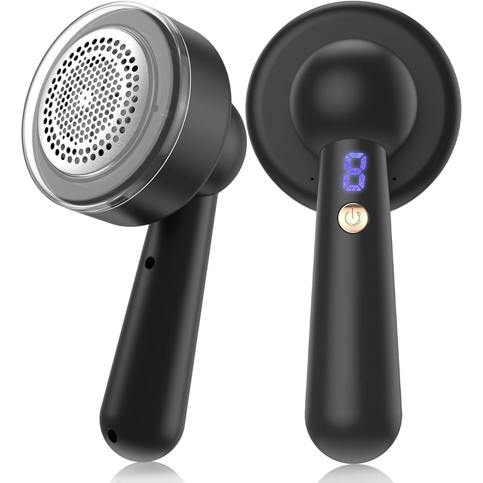 Електричний видальник ворсу з цифровим дисплеєм, 6-клінковий набір, USB-зарядка, 3 швидкості для одягу, меблів, чорний