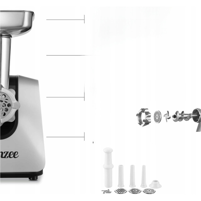 М'ясорубка Twinzee RY01D29C, чорна, 1500 Вт