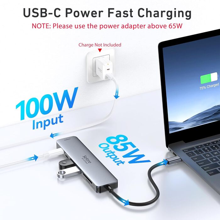 Док-станція для 2 моніторів, USB-C хаб 8 в 1: адаптер DisplayPort, HDMI, VGA, PD 100W, USB 2.0, для ноутбуків Dell, Thinkpad, Huawei