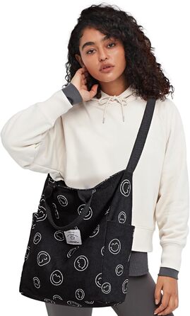 Сумка KALIDI Cord Shopper жіноча повсякденна для школи, роботи, покупок (Blacksmile)