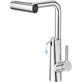 Кран кухонний водопровідний CREA Wasserfall висувний з дозатором мила, нержавіюча сталь, 360° обертання, 4 режими, хром