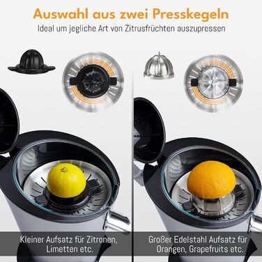 Електрична соковитискачка LEBENLANG 600W з нержавіючою келихом, BPA-Free, висока продуктивність. Підходить для цитрусових: апельсин, лимон, грейпфрут.