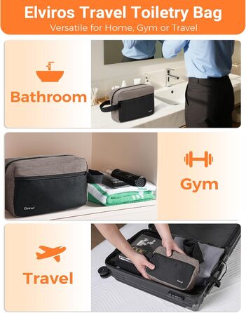 Чоловіча дорожня туалетна сумка, водонепроникна, з кишенею для гоління та ручкою, органайзер для косметики, для спортзалу, душу, ванної кімнати, подарунок для чоловіків, чорно-сіра (чорний & хакі)