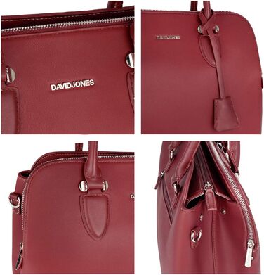 Сумка жіноча David Jones елегантна Tote Bag (шопер) з PU шкіри, бордова. Сумка через плече, багато відділень, для роботи та повсякдення