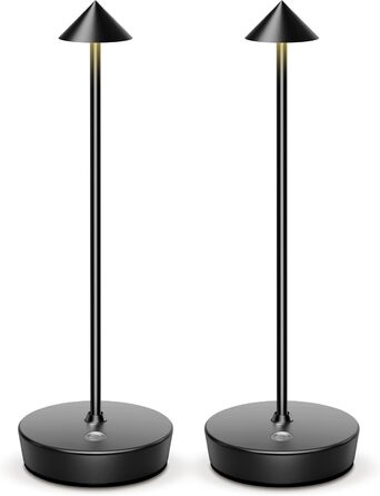 Бездротова LED лампа для кемпінгу та дому: настільна, нічна, на батареї, IP54, 6000mAh, чорна (2 шт.)