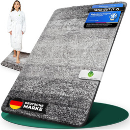 MOSSWANDERER Non-Slip Bathroom Rug - 60x90cm | Washable Luxury Bath Mat | Modern Black & Gray Design | Absorbent Floor Mat for Bathroom, Shower & More