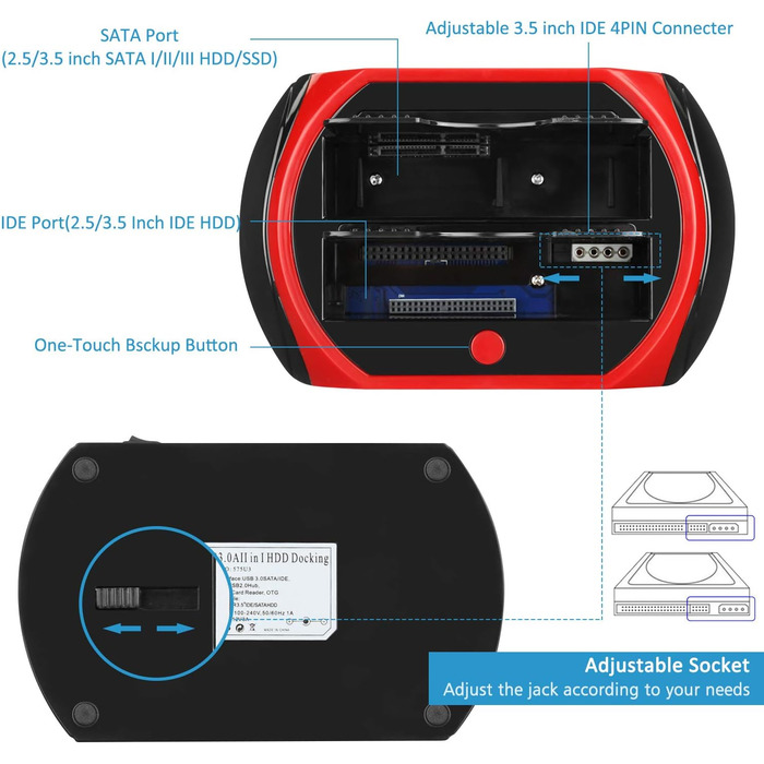 Док-станція Tccmebius TCC-S862-DE для HDD/SSD 2.5/3.5