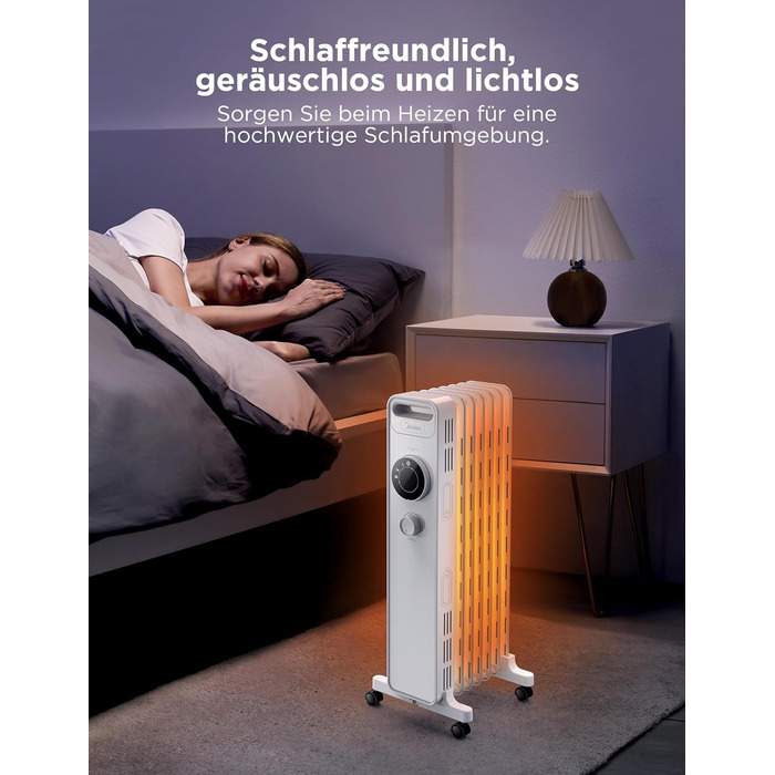Електричний масляний радіатор Midea NY1507-22M 1500W, 7 секцій, з термостатом, білий